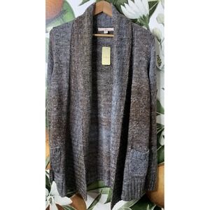 Fever Large Open Cardigan Sweater Gray Brown NWT